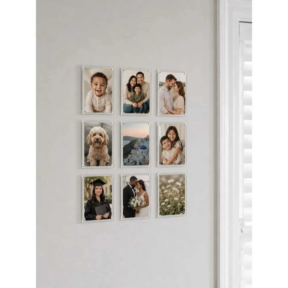 9 Pack 4x6 Magnetic Acrylic Picture Frames Clear Double Sided Tabletop